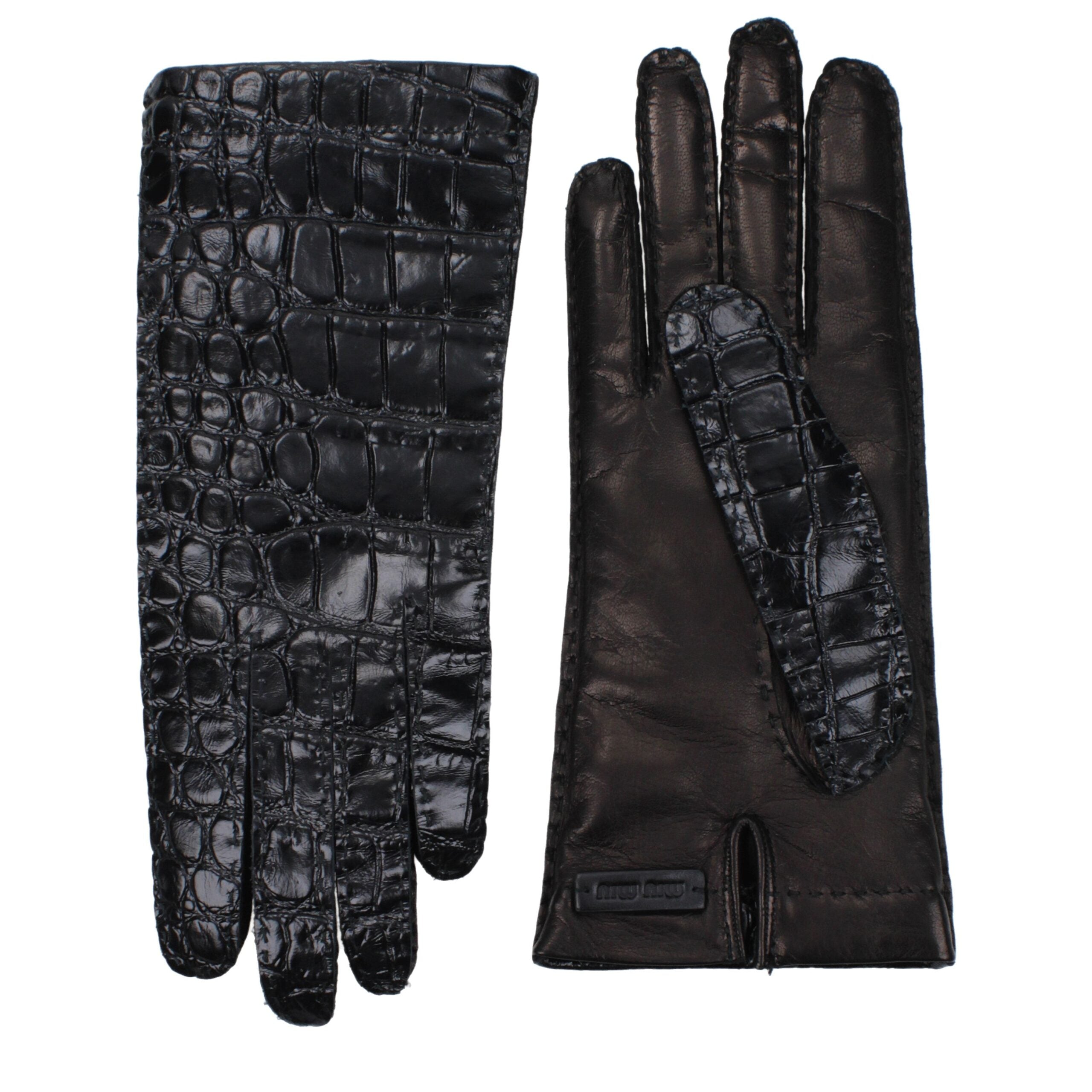 Elevate your style with Miu Miu Black Leather Gloves, a luxurious statement of elegance crafted from premium leather, perfect for the discerning individual.
