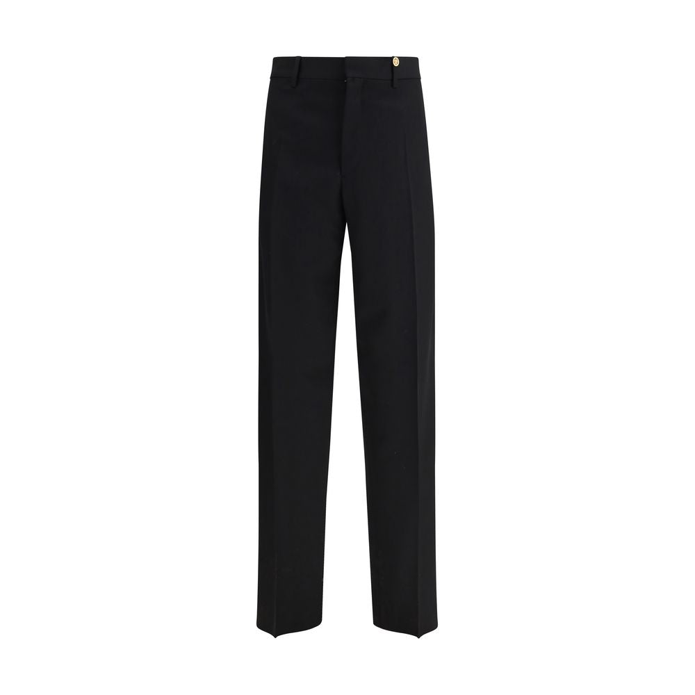 Versace Black Fleece Wool Dress Pants - Timeless Luxury Tailoring