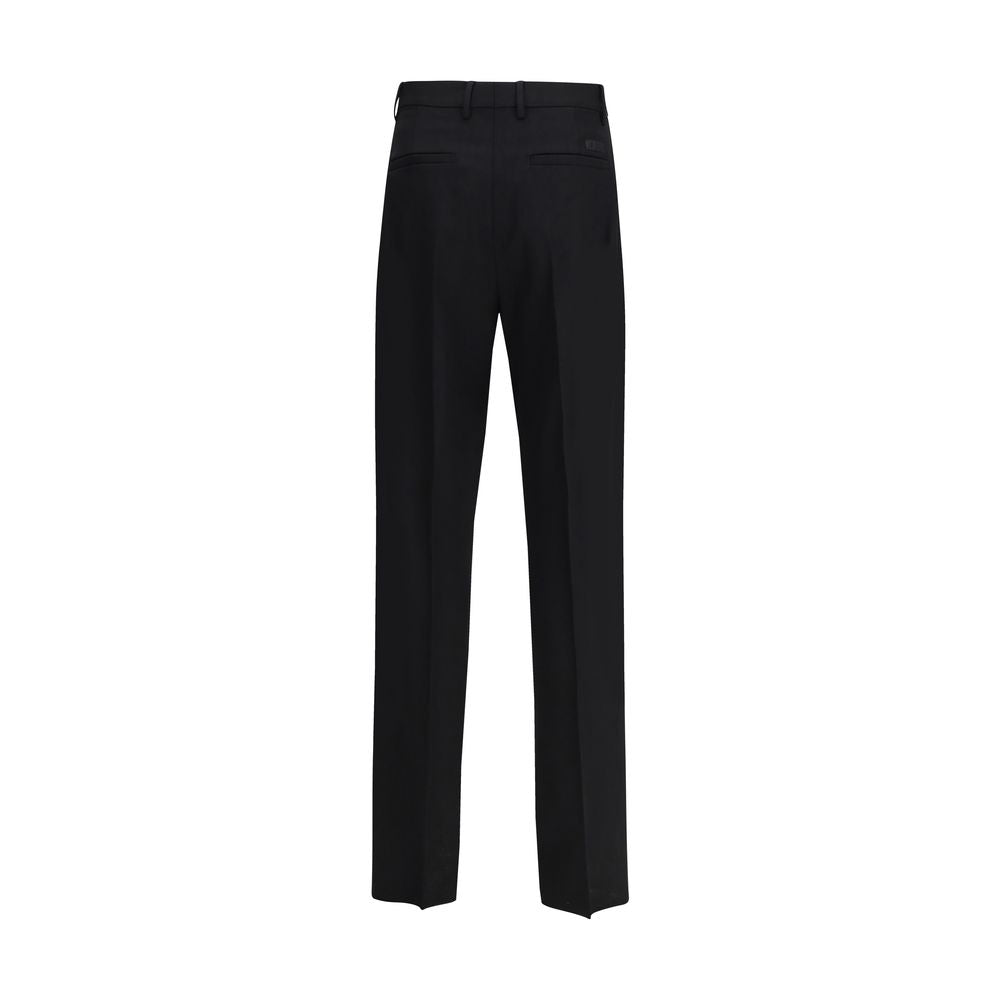 Versace Black Fleece Wool Dress Pants - Timeless Luxury Tailoring