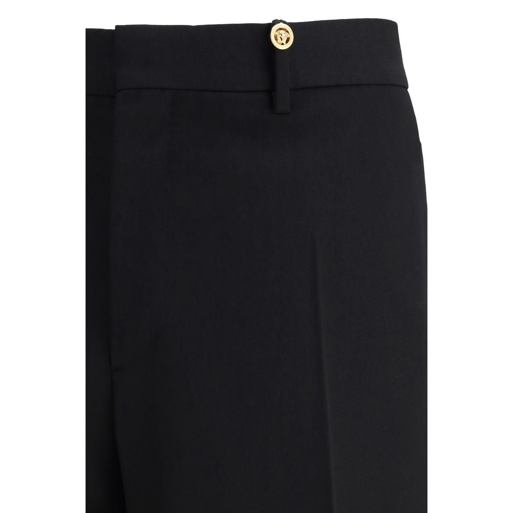 Versace Black Fleece Wool Dress Pants - Timeless Luxury Tailoring