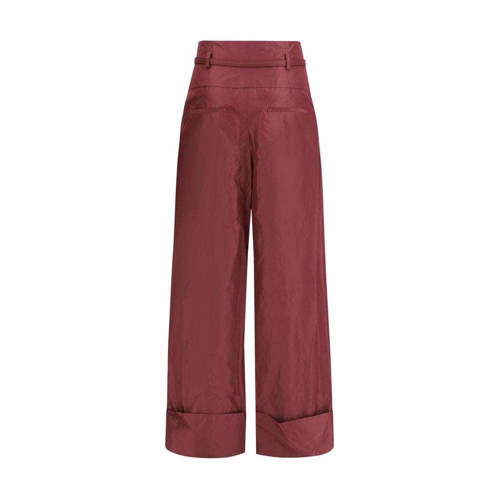 Fendi Bordeaux Silk Dress Pants - Exquisite Haute Couture Elegance