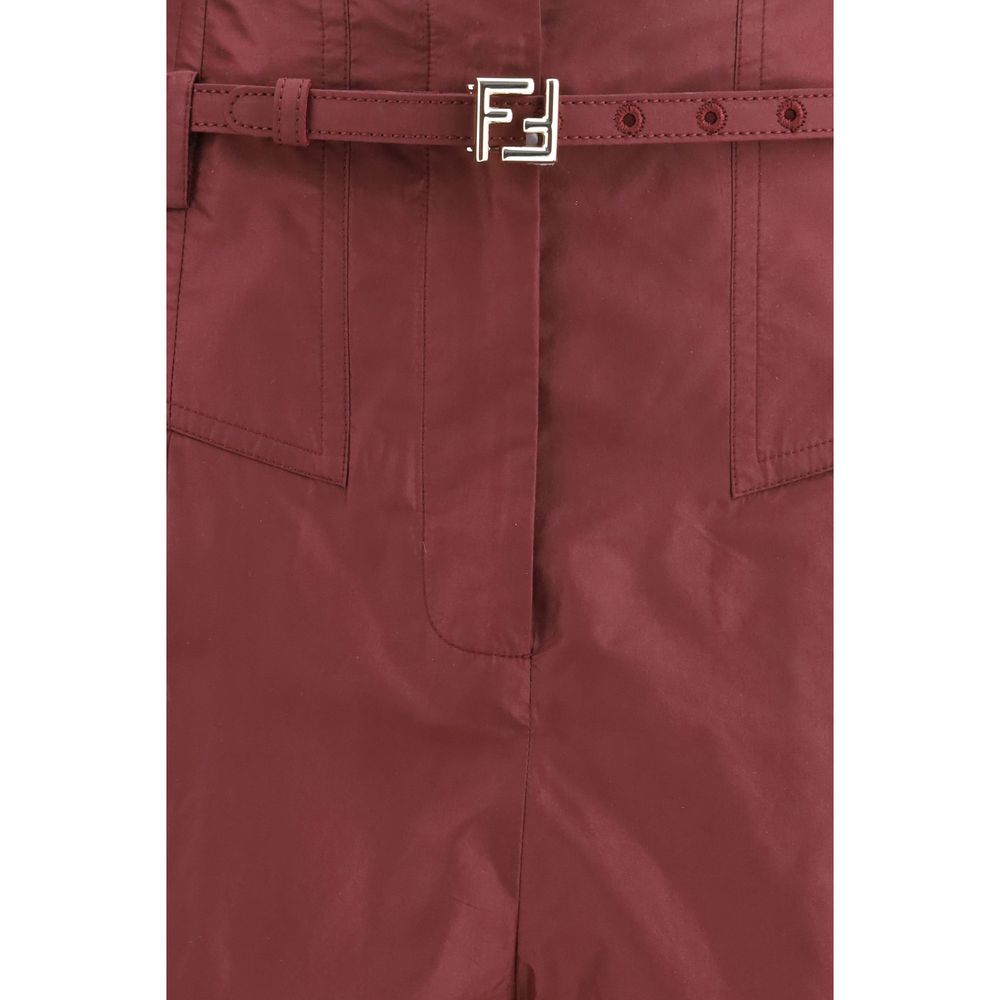 Fendi Bordeaux Silk Dress Pants - Exquisite Luxury for Timeless Elegance