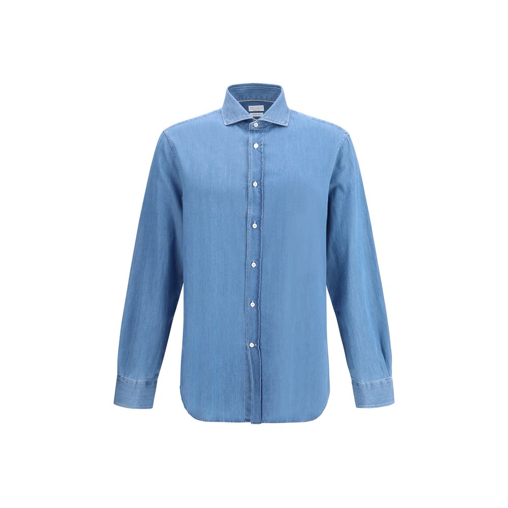 Brunello Cucinelli Blue Denim Shirt - Artisanal Luxury Couture
