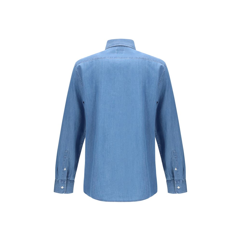 Brunello Cucinelli Blue Denim Shirt - Artisanal Luxury Couture