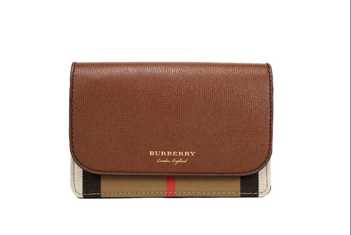 Burberry Hampshire Small House Check Canvas Tan Derby Leather Crossbody Bag - DEA STILOSA MILANO
