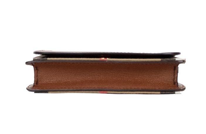 Burberry Hampshire Small House Check Canvas Tan Derby Leather Crossbody Bag - DEA STILOSA MILANO