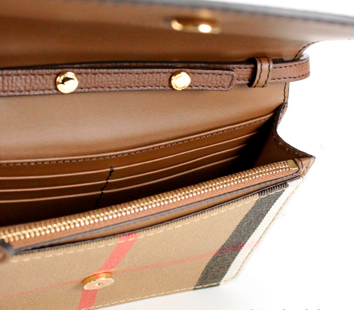 Burberry Hampshire Small House Check Canvas Tan Derby Leather Crossbody Bag - DEA STILOSA MILANO