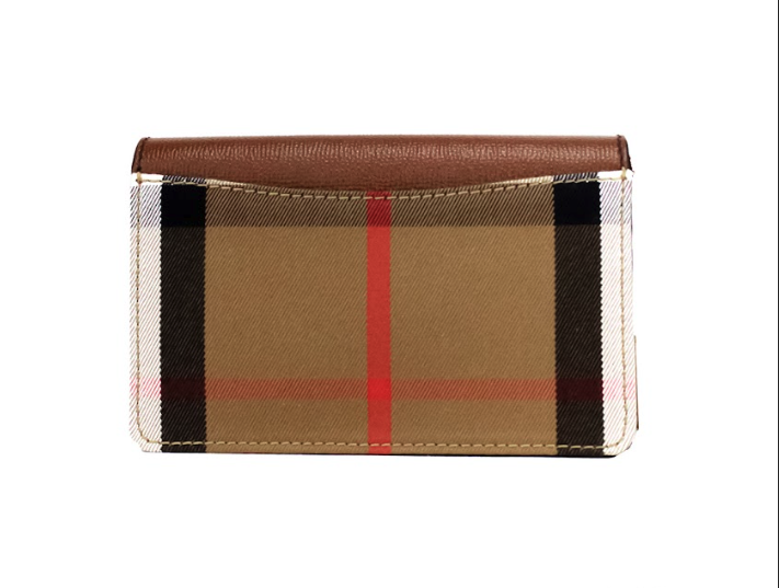 Burberry Hampshire Small House Check Canvas Tan Derby Leather Crossbody Bag - DEA STILOSA MILANO