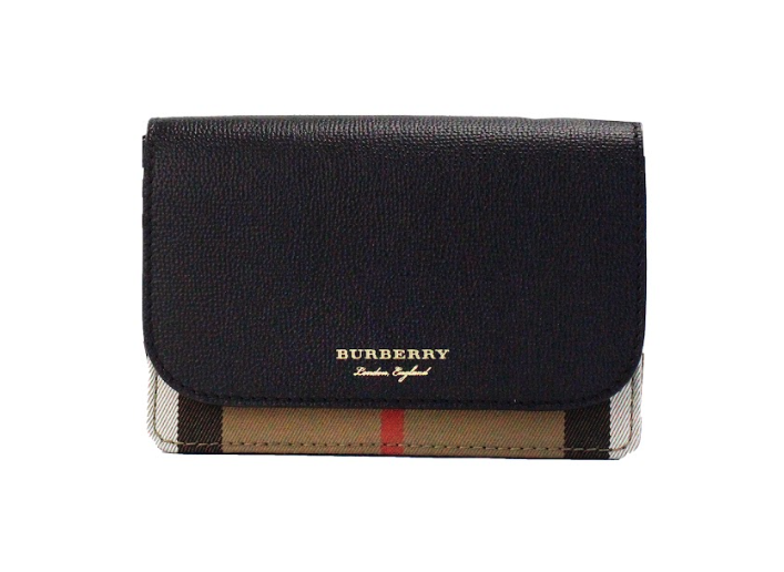 Burberry Hampshire Small House Check Canvas Black Derby Leather Crossbody Bag - DEA STILOSA MILANO