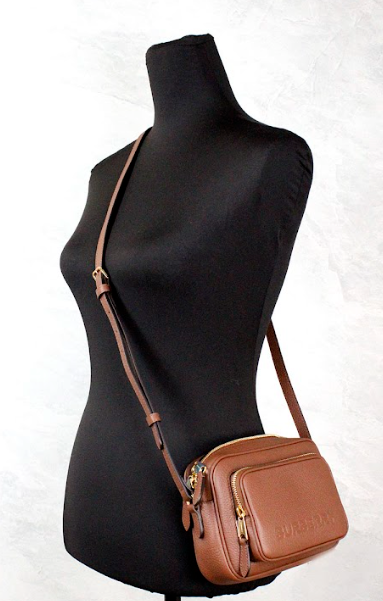 Burberry Small Branded Tan Brown Leather Camera Crossbody Bag - DEA STILOSA MILANO
