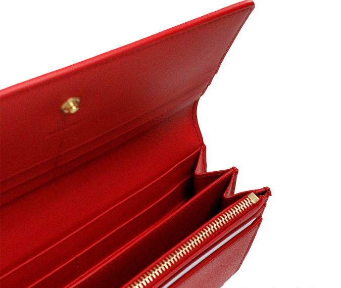 Burberry Porter Red Grained Leather Embossed Continental Clutch Flap Wallet - DEA STILOSA MILANO