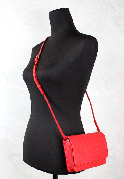 Burberry Porter Red Grained Leather Embossed Continental Clutch Flap Wallet - DEA STILOSA MILANO