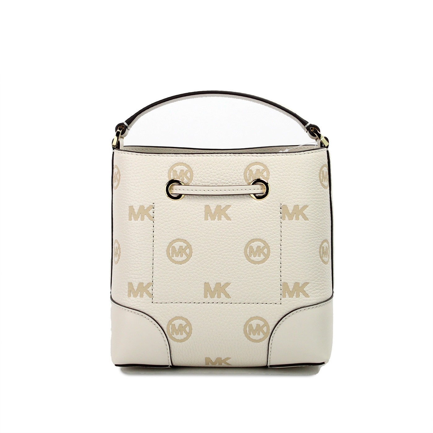 Michael Kors Mercer Small Light Cream Embossed Drawstring Bucket Messenger Bag - DEA STILOSA MILANO