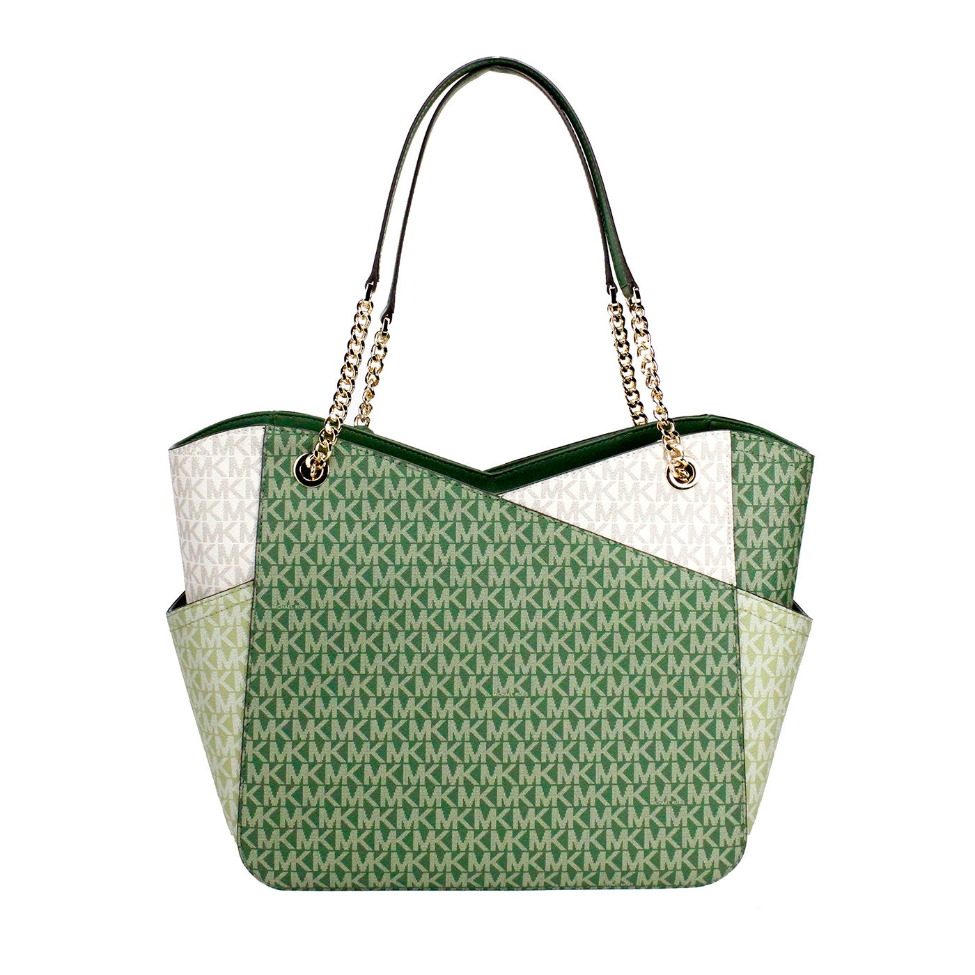 Michael Kors Jet Set Large Fern Green X Cross Chain Shoulder Tote Handbag - DEA STILOSA MILANO