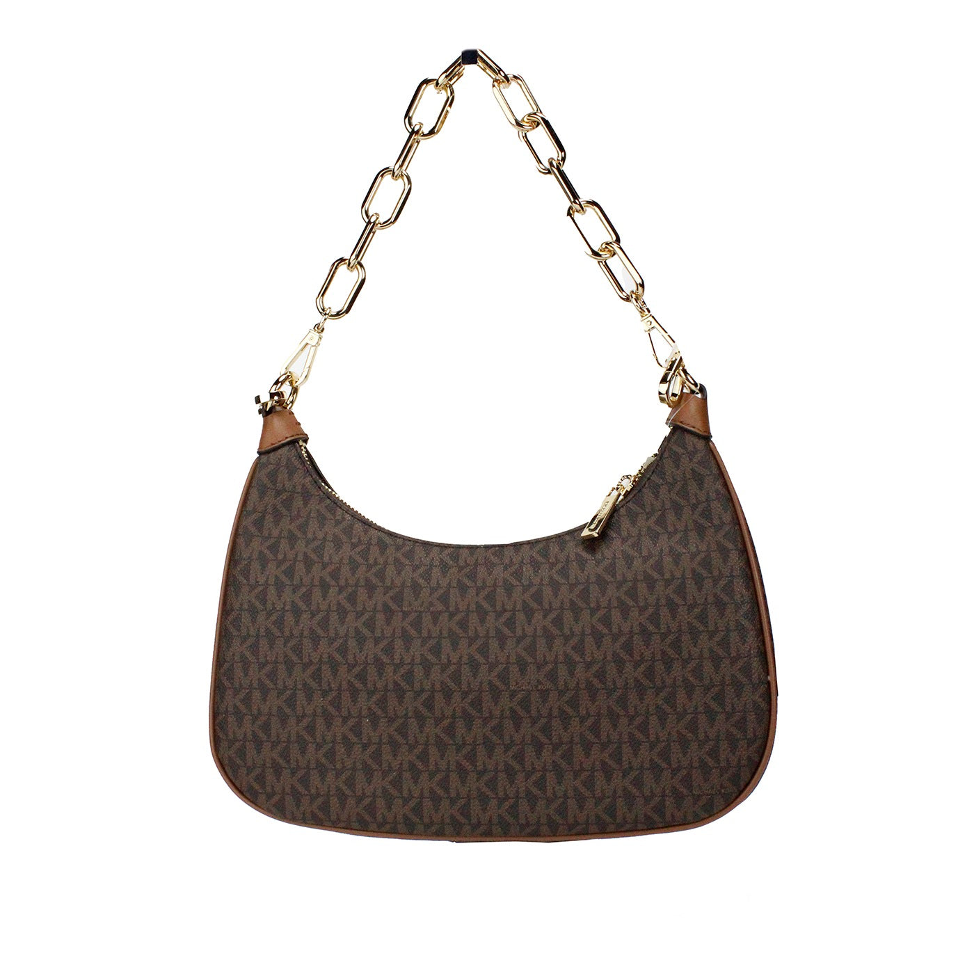 Michael Kors Cora Large Brown PVC Zip Pouchette Chain Shoulder Crossbody Bag - DEA STILOSA MILANO