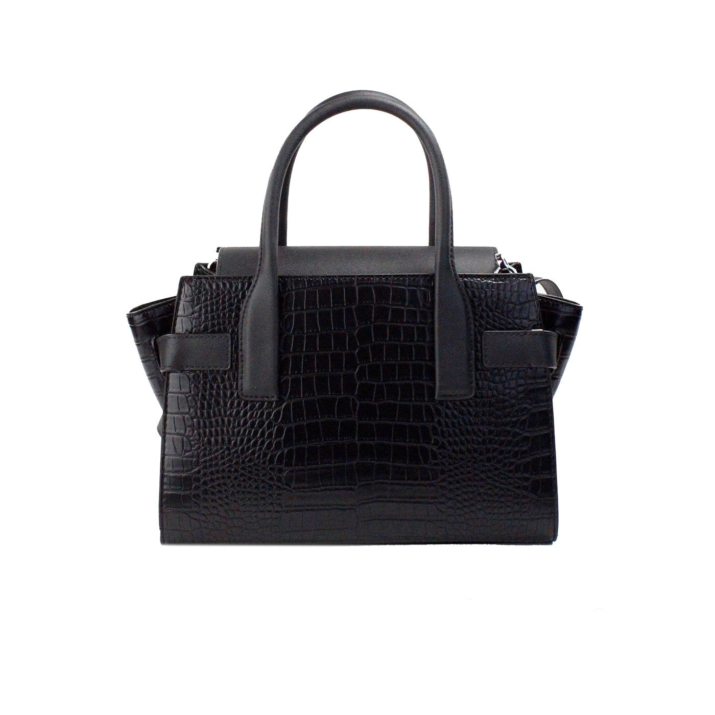 Michael Kors Carmen Medium Black Embossed Leather Satchel Purse Bag - DEA STILOSA MILANO