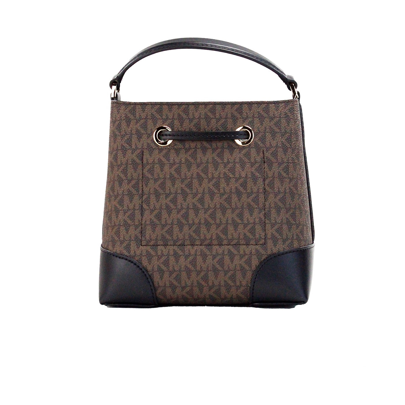 Michael Kors Mercer Small Brown Black Signature Leather Bucket Crossbody Bag - DEA STILOSA MILANO