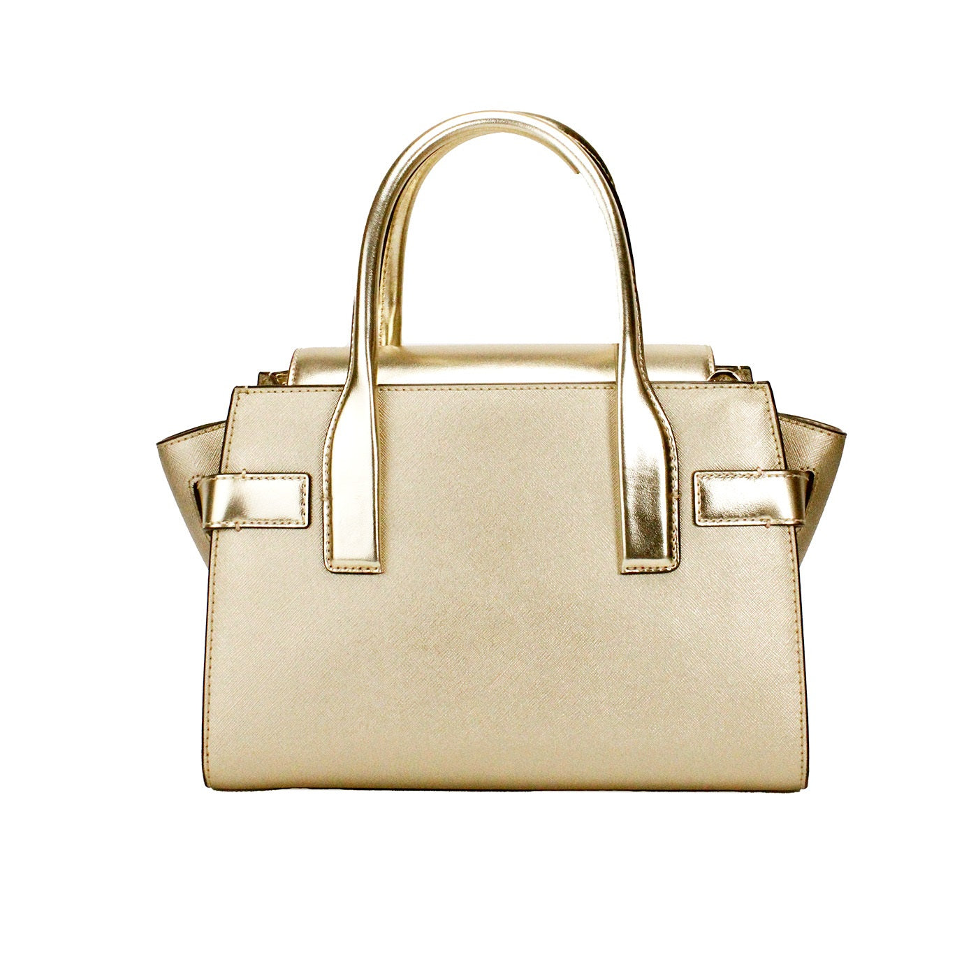 Michael Kors Carmen Medium Pale Gold Saffiano Leather Satchel Purse Bag - DEA STILOSA MILANO