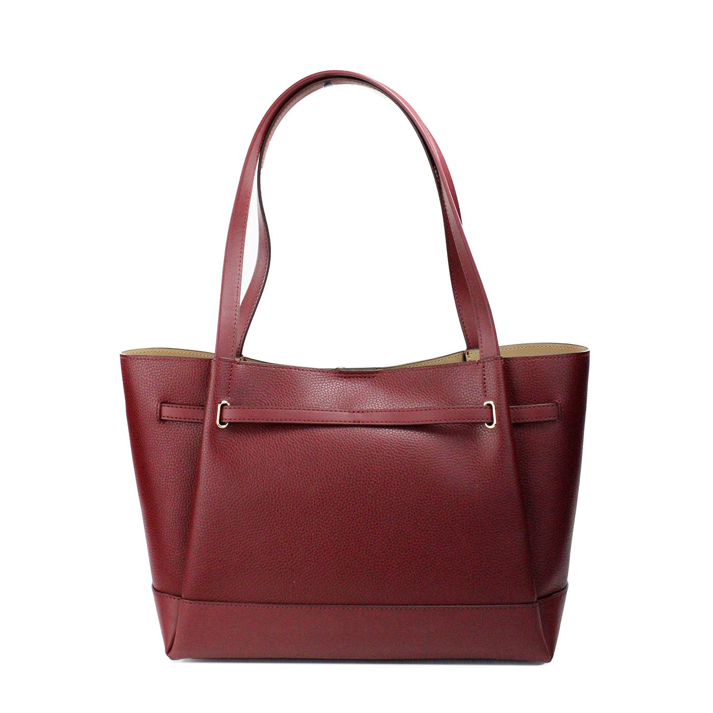 Michael Kors Reed Large Dark Cherry Leather Belted Tote Shoulder Bag Purse - DEA STILOSA MILANO
