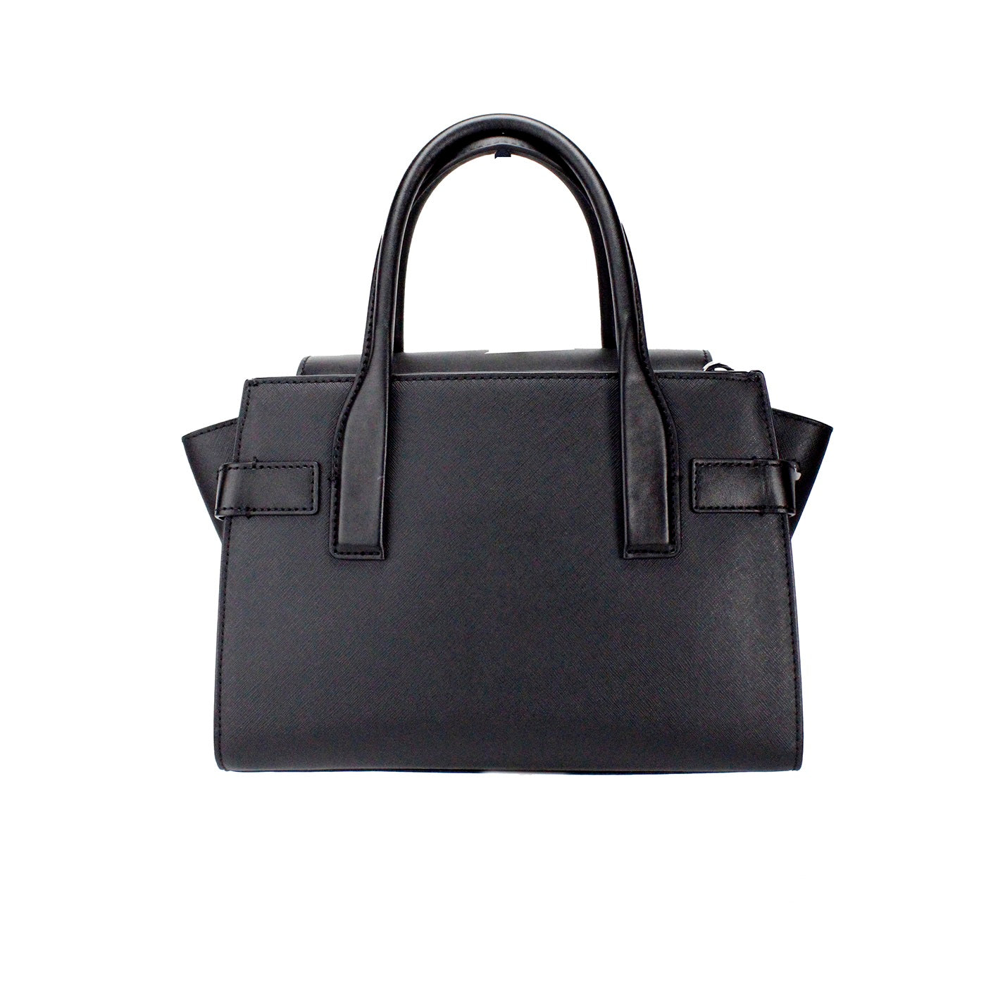 Michael Kors Carmen Medium Black Silver Saffiano Leather Satchel Hand Bag Purse - DEA STILOSA MILANO
