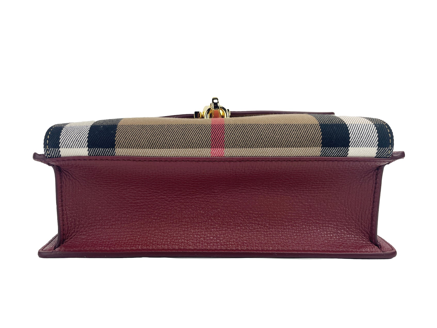 Burberry Macken Small Crimson House Check Leather Crossbody Bag - DEA STILOSA MILANO