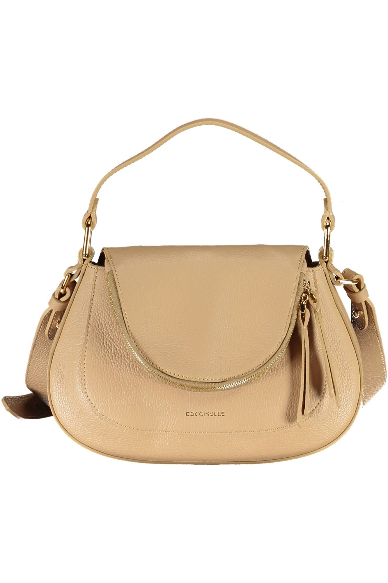 Coccinelle Beige Leather Elegance Shoulder Bag - DEA STILOSA MILANO