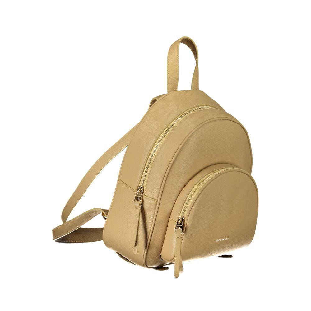 Coccinelle Beige Leather Backpack - DEA STILOSA MILANO