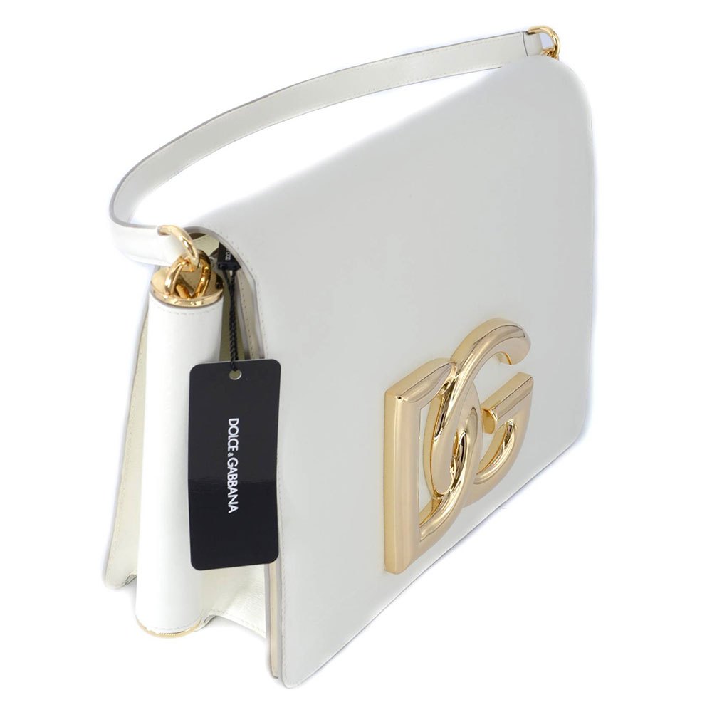 Dolce & Gabbana White Leather Shoulder Bag with Maxi Logo - DEA STILOSA MILANO