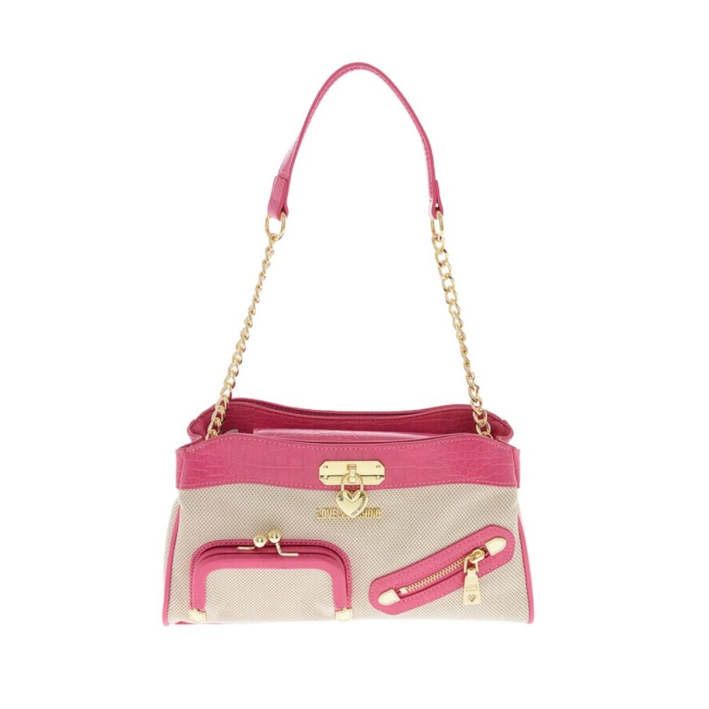 Love Moschino Fuchsia Canvas and Faux Leather Shoulder Bag - DEA STILOSA MILANO