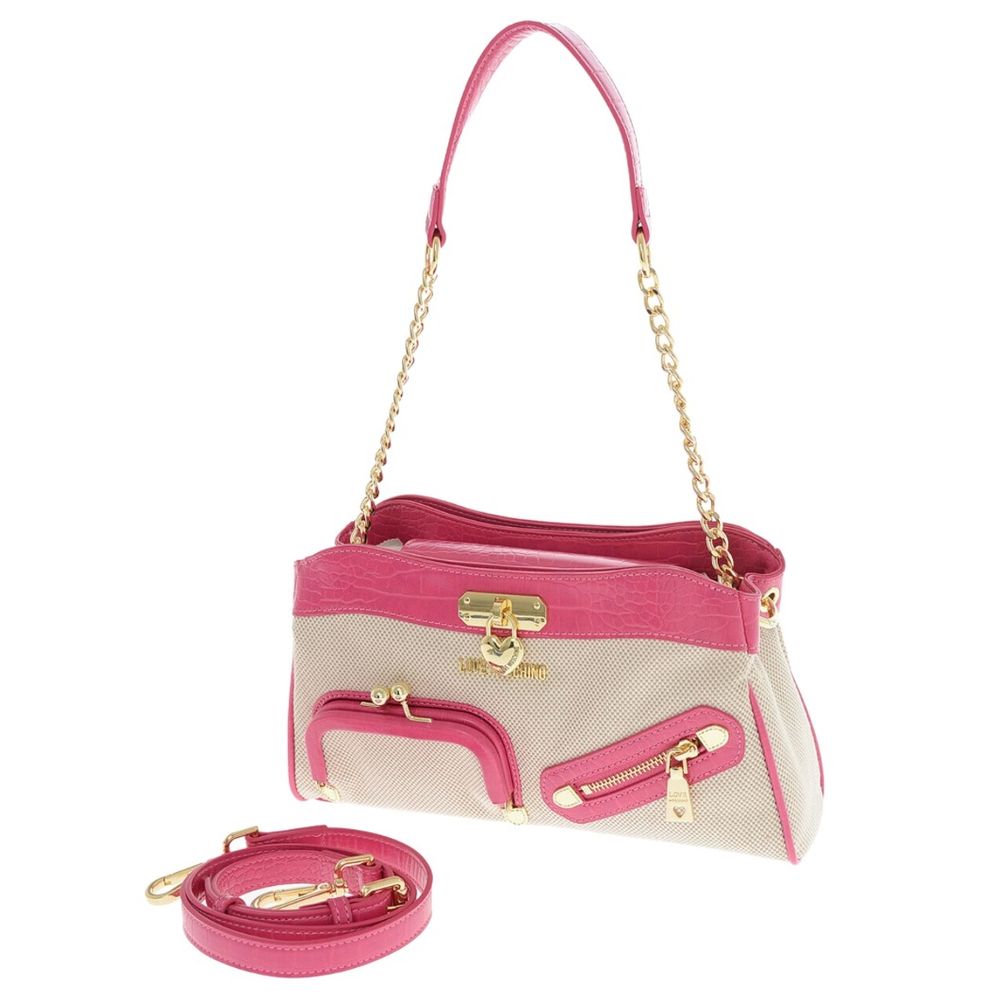 Love Moschino Fuchsia Canvas and Faux Leather Shoulder Bag - DEA STILOSA MILANO