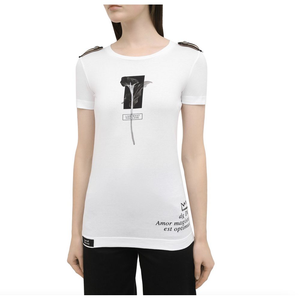 Dolce & Gabbana Elegant Cotton Sleeveless Tee with Embroidery Detail - DEA STILOSA MILANO