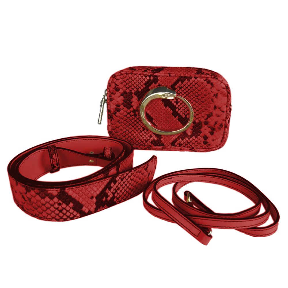 Cavalli Class Chic Python-Print Calfskin Clutch with Metallic Accent - DEA STILOSA MILANO