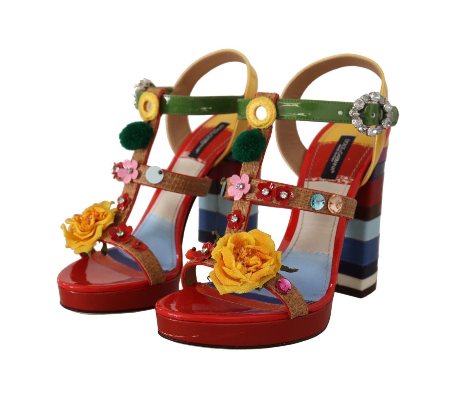Dolce & Gabbana Multicolor Floral Ankle Strap Heels - DEA STILOSA MILANO