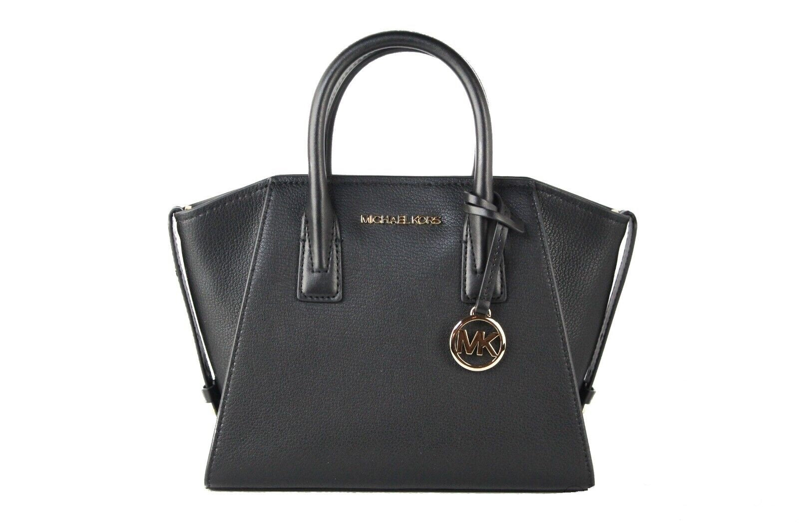 Michael Kors Avril Small Black Pebble Leather Top Zip Satchel Crossbody Bag - DEA STILOSA MILANO
