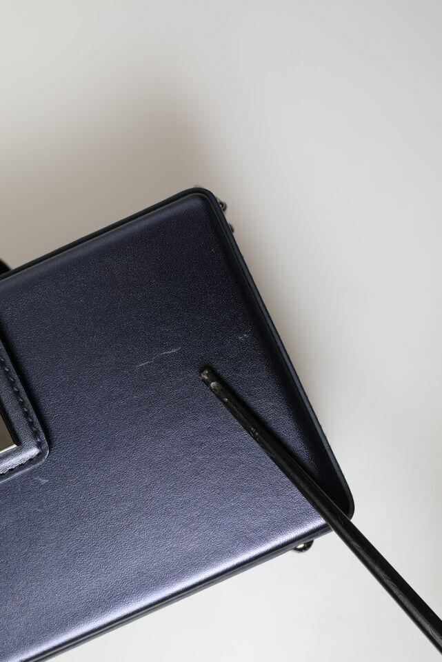 Dolce & Gabbana Elegant Dark Blue Lambskin Leather Box Bag - DEA STILOSA MILANO