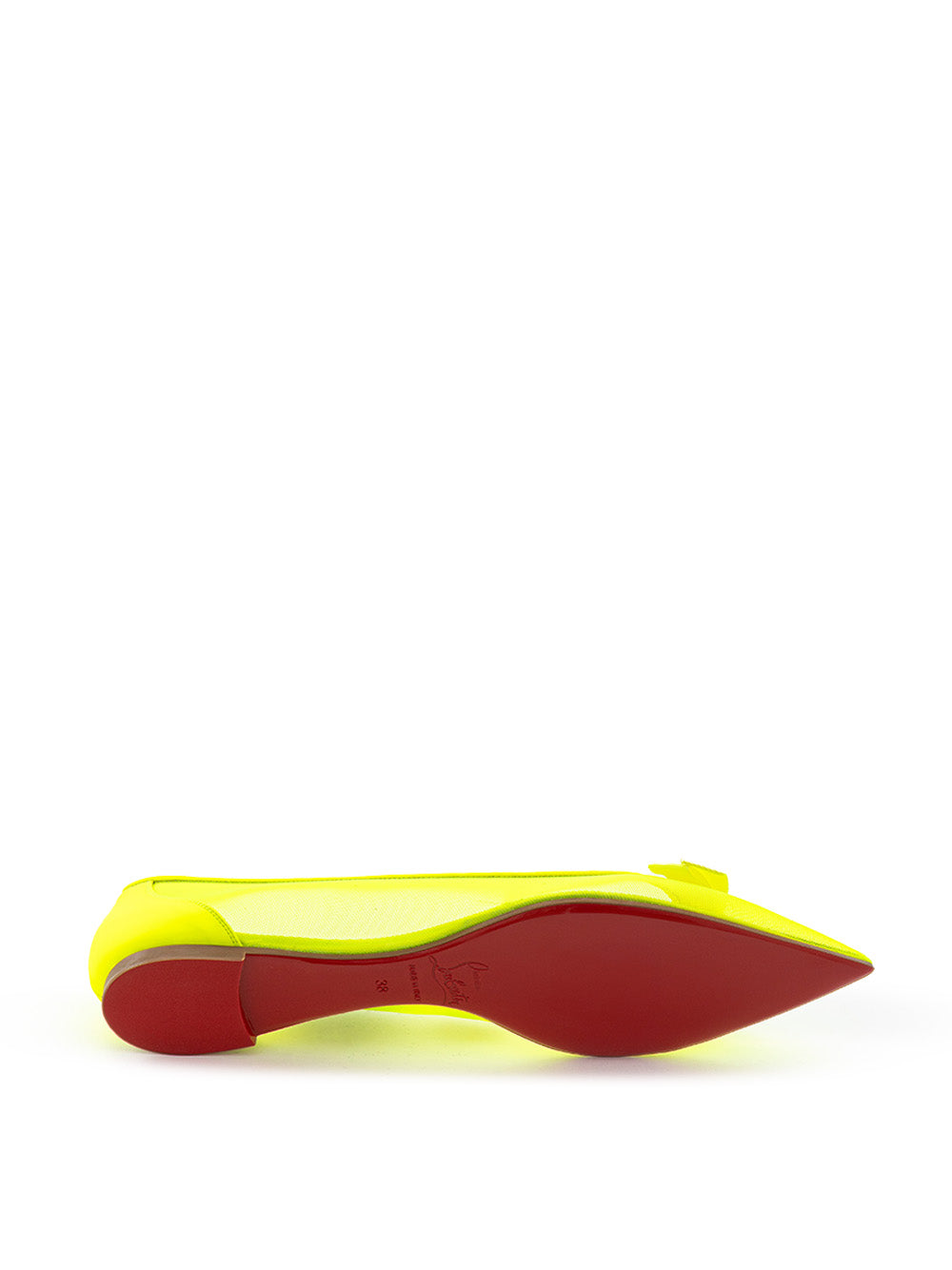 Christian Louboutin Pointed Ballerina in Fluo Yellow Mesh - DEA STILOSA MILANO