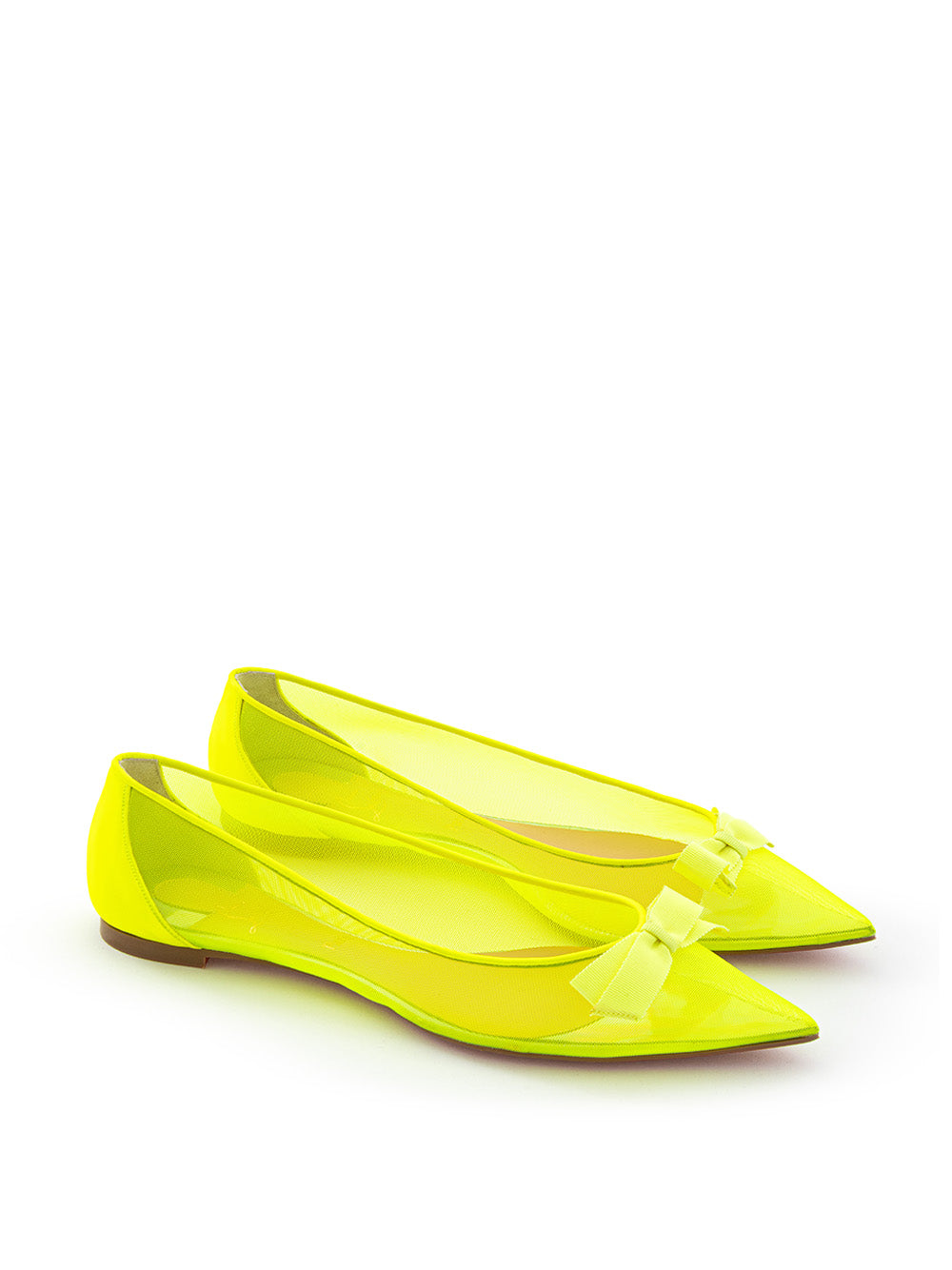 Christian Louboutin Pointed Ballerina in Fluo Yellow Mesh - DEA STILOSA MILANO