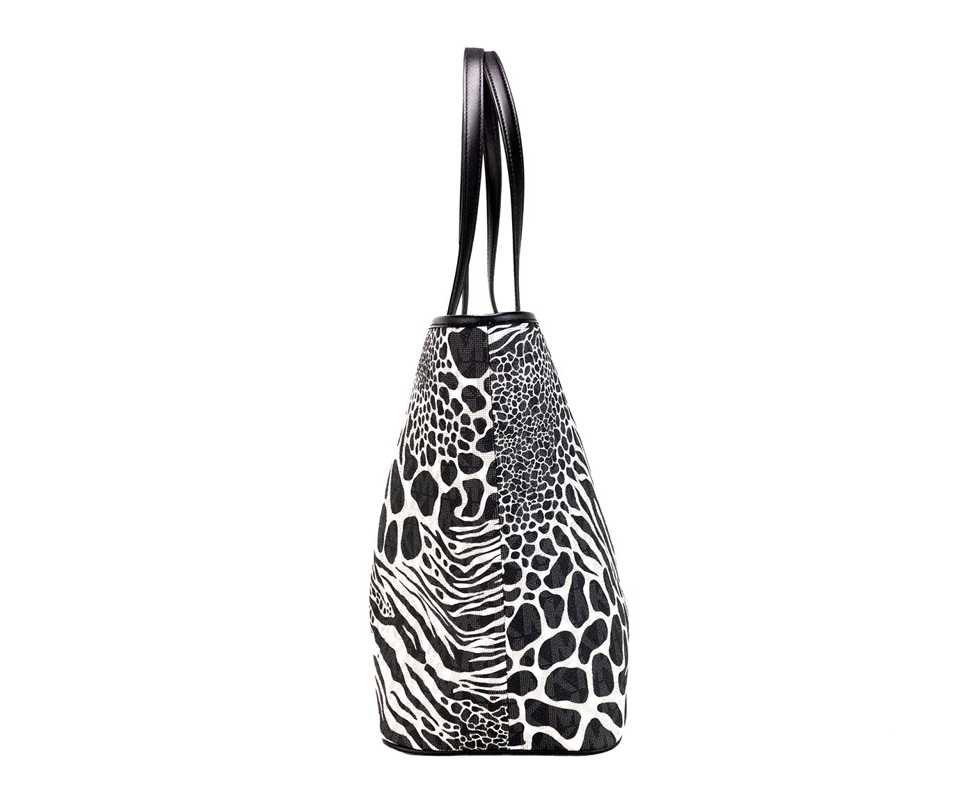 Michael Kors Carter Large Black Animal Print PVC Open Tote Shoulder Purse Bag - DEA STILOSA MILANO