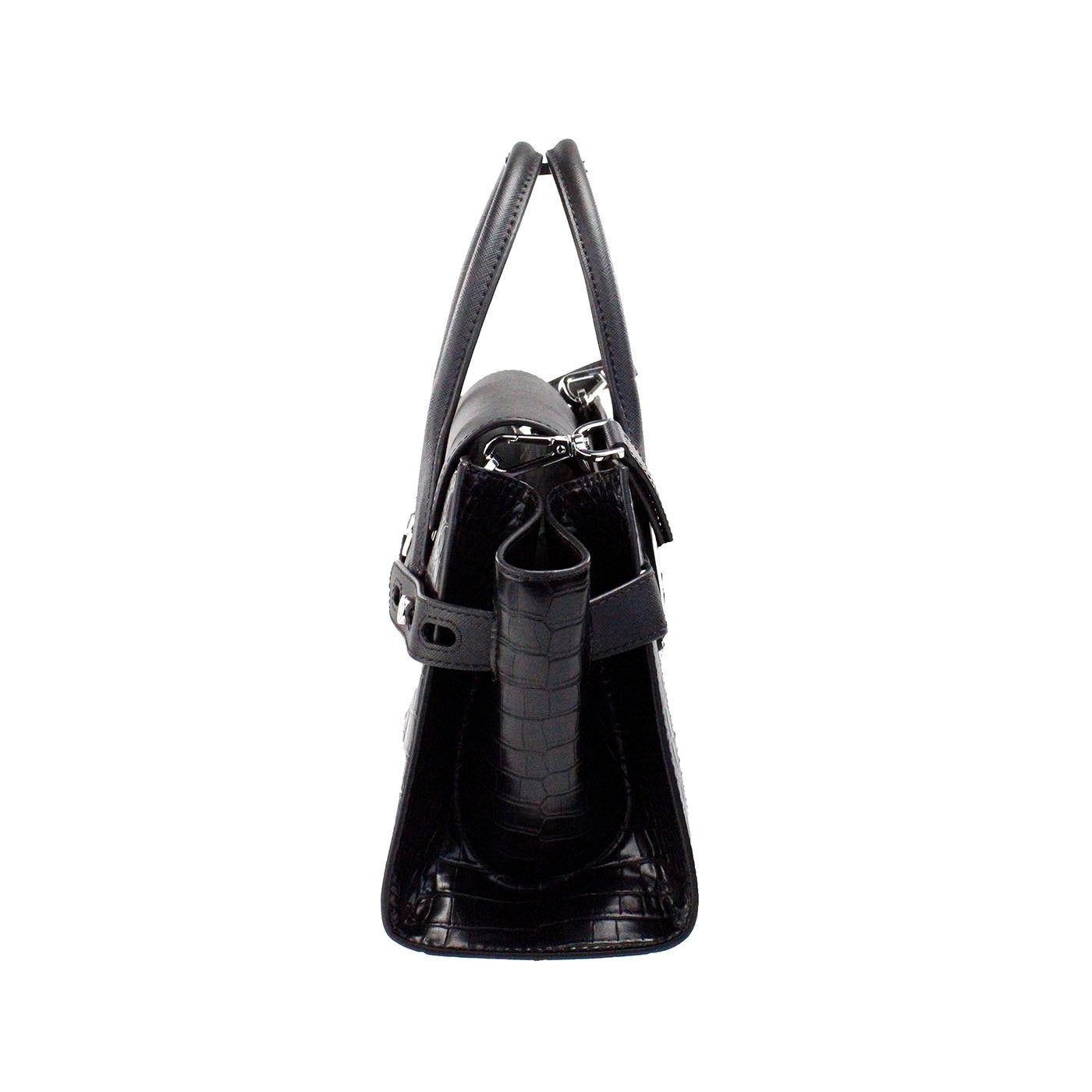 Michael Kors Carmen Medium Black Embossed Leather Satchel Purse Bag - DEA STILOSA MILANO