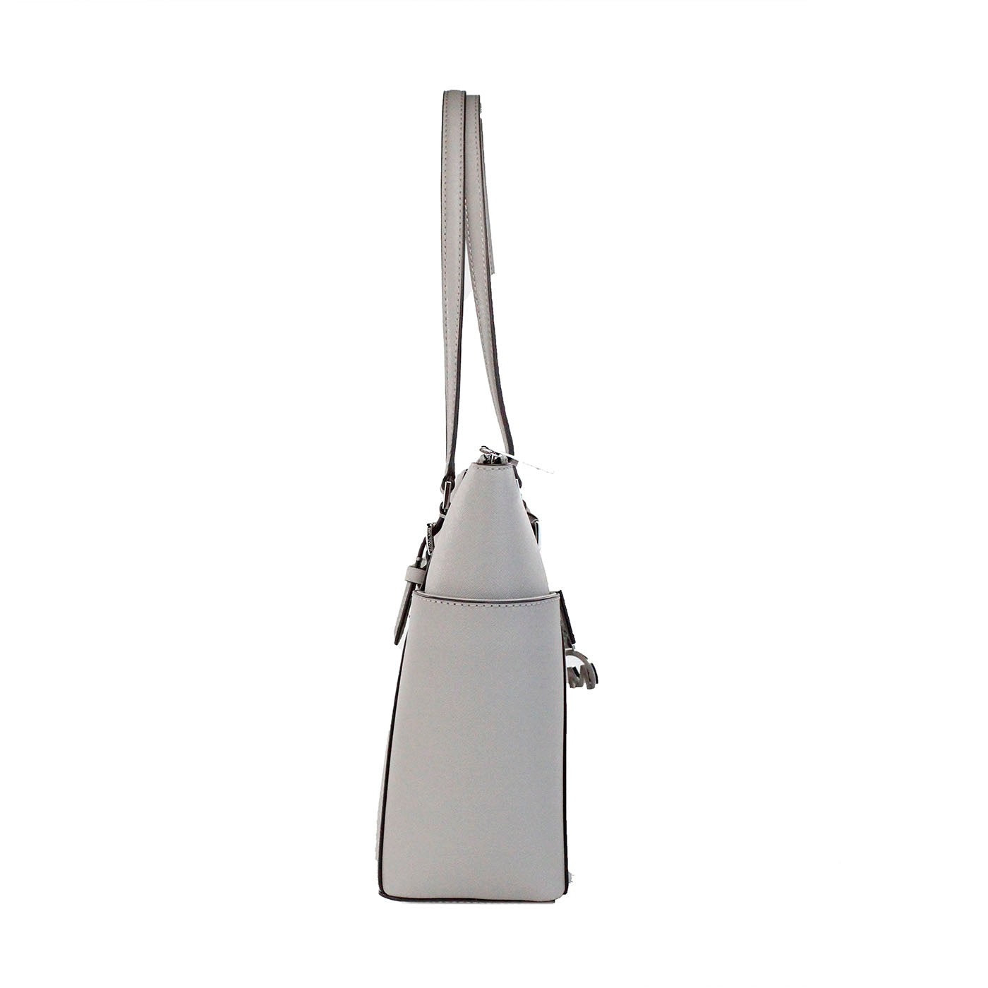 Michael Kors Charlotte Pearl Grey Large Leather Top Zip Tote Bag Purse - DEA STILOSA MILANO