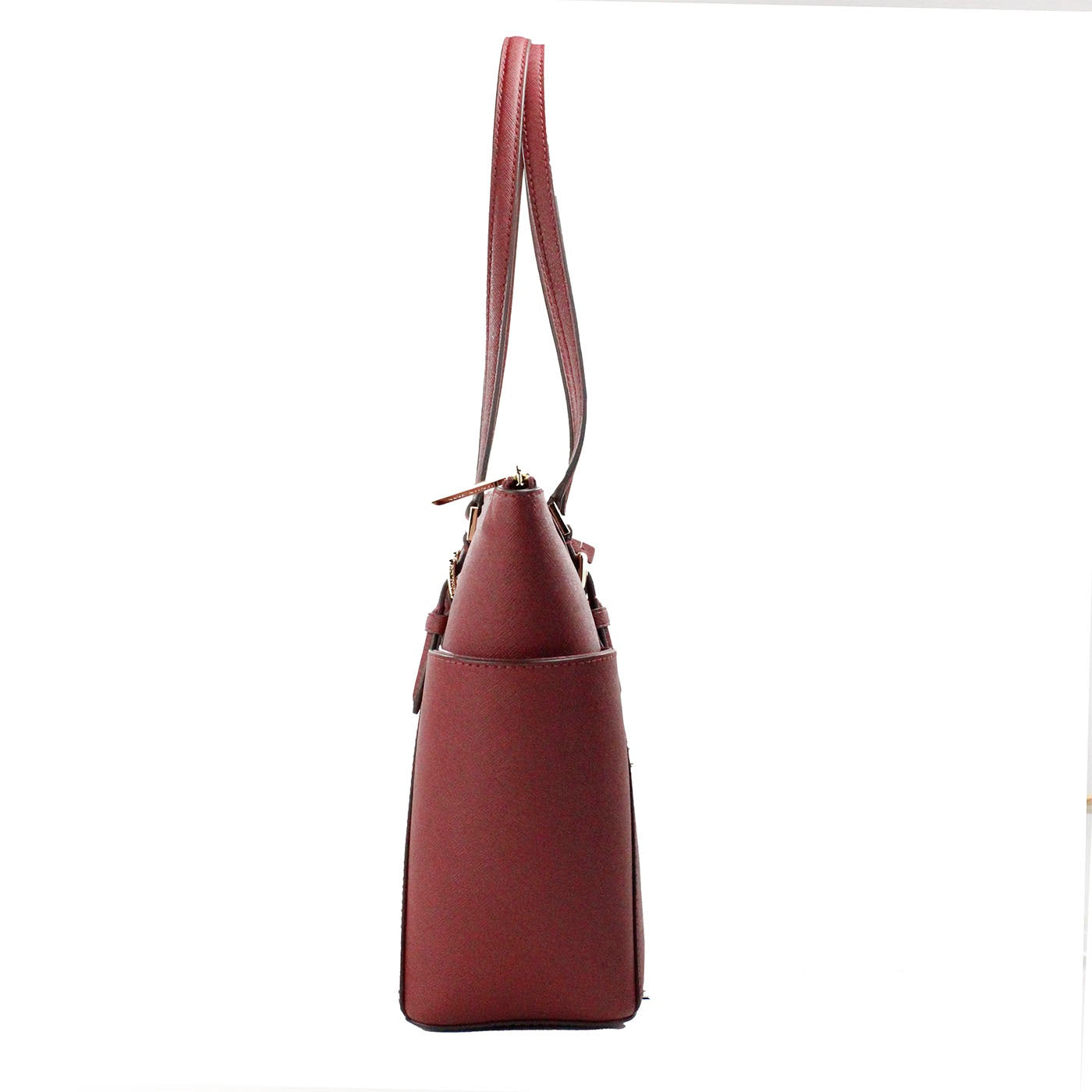 Michael Kors Charlotte Dark Cherry Large Leather Top Zip Tote Bag Purse - DEA STILOSA MILANO