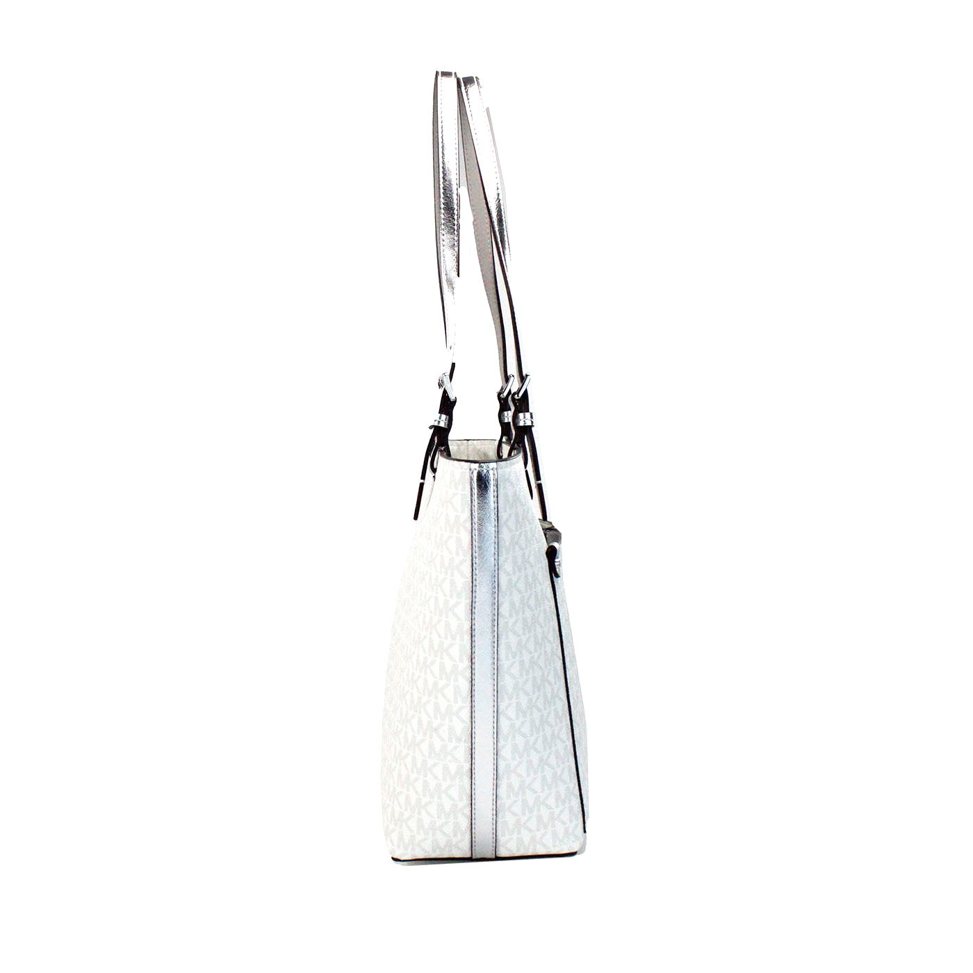 Michael Kors Jet Set Medium Optic White Signature PVC Double Pocket Tote Bag - DEA STILOSA MILANO