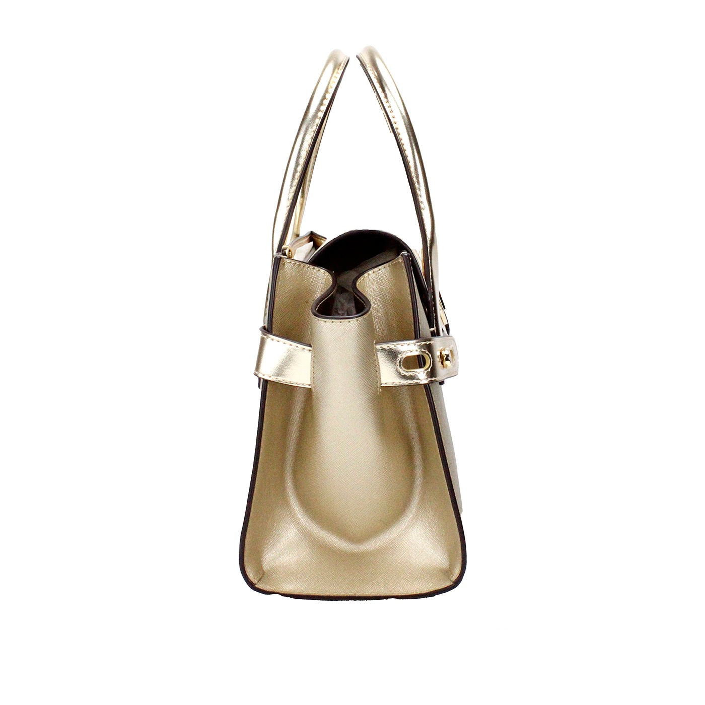 Michael Kors Carmen Medium Pale Gold Saffiano Leather Satchel Purse Bag - DEA STILOSA MILANO