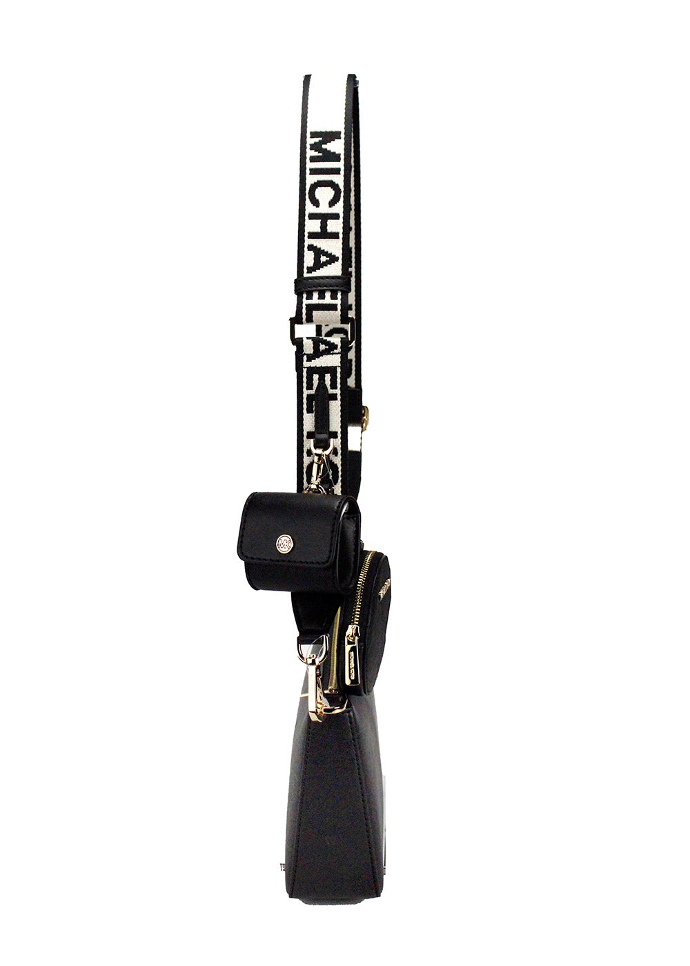 Michael Kors Jet Set Black Leather Crossbody Tech Attachment Bag Purse - DEA STILOSA MILANO