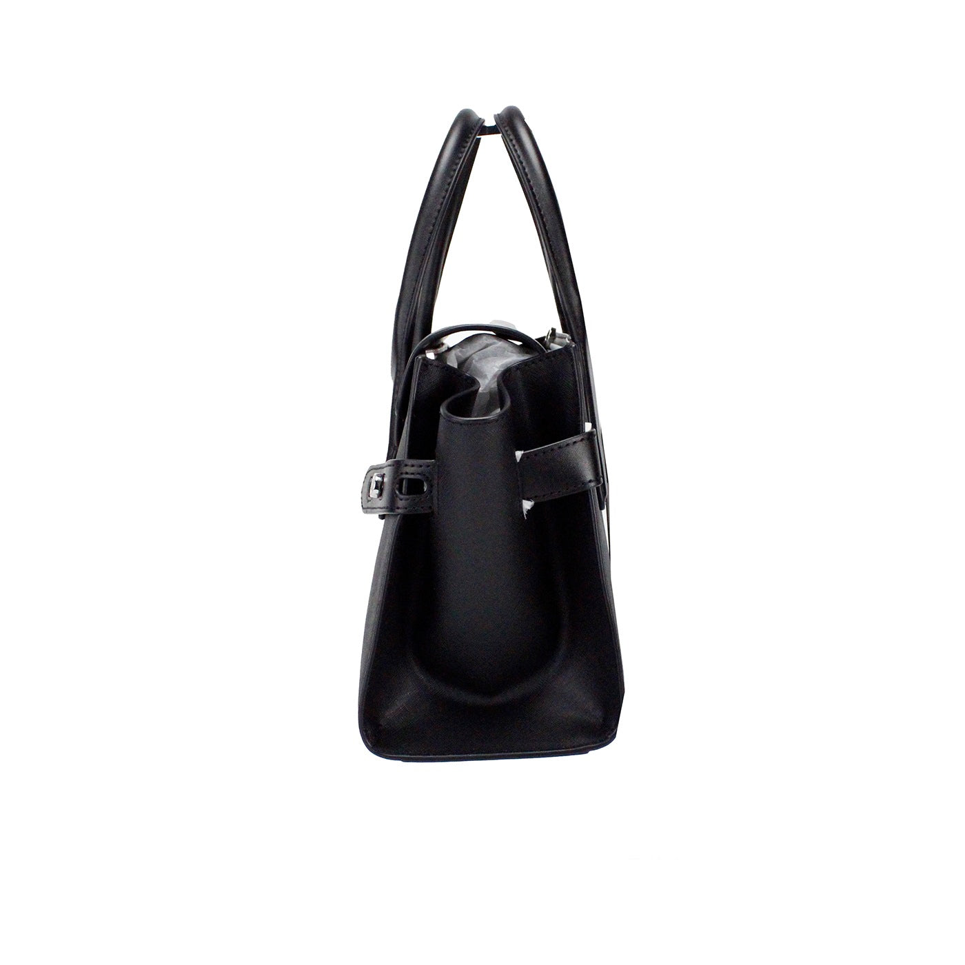 Michael Kors Carmen Medium Black Silver Saffiano Leather Satchel Hand Bag Purse - DEA STILOSA MILANO