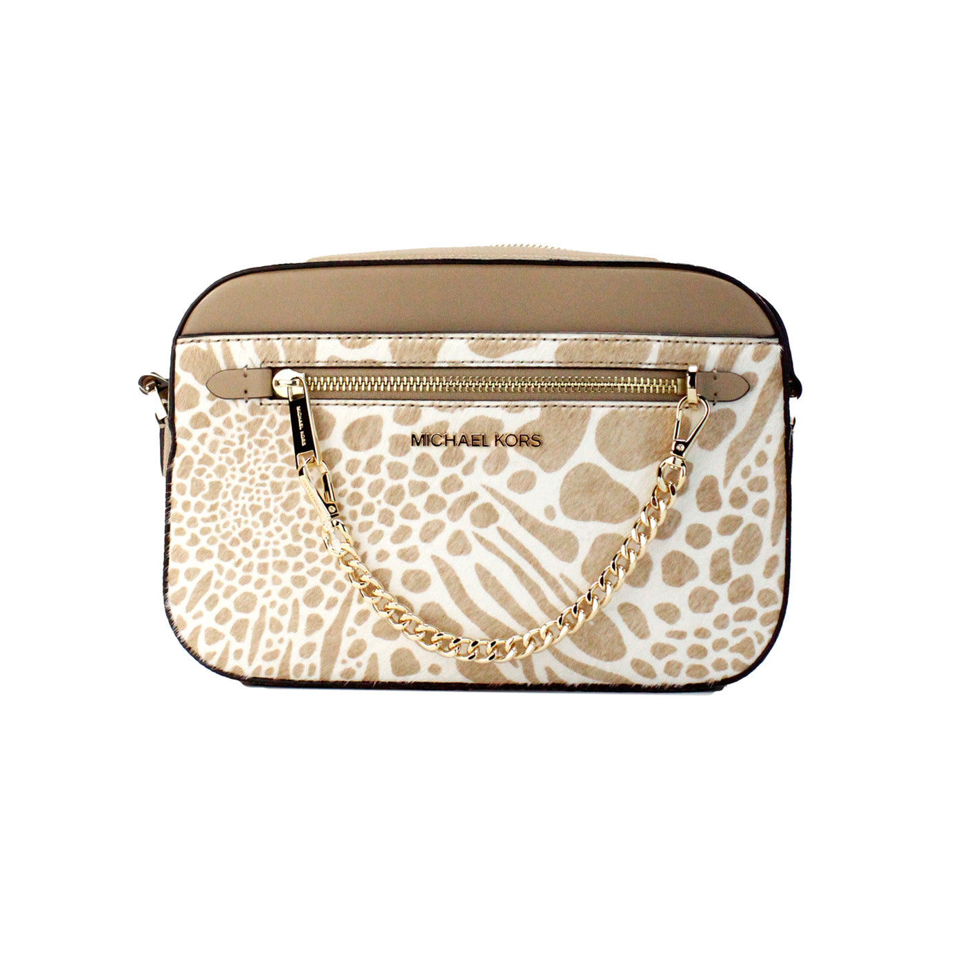 Michael Kors Jet Set Large East West Camel Haircalf Zip Chain Crossbody Bag - DEA STILOSA MILANO
