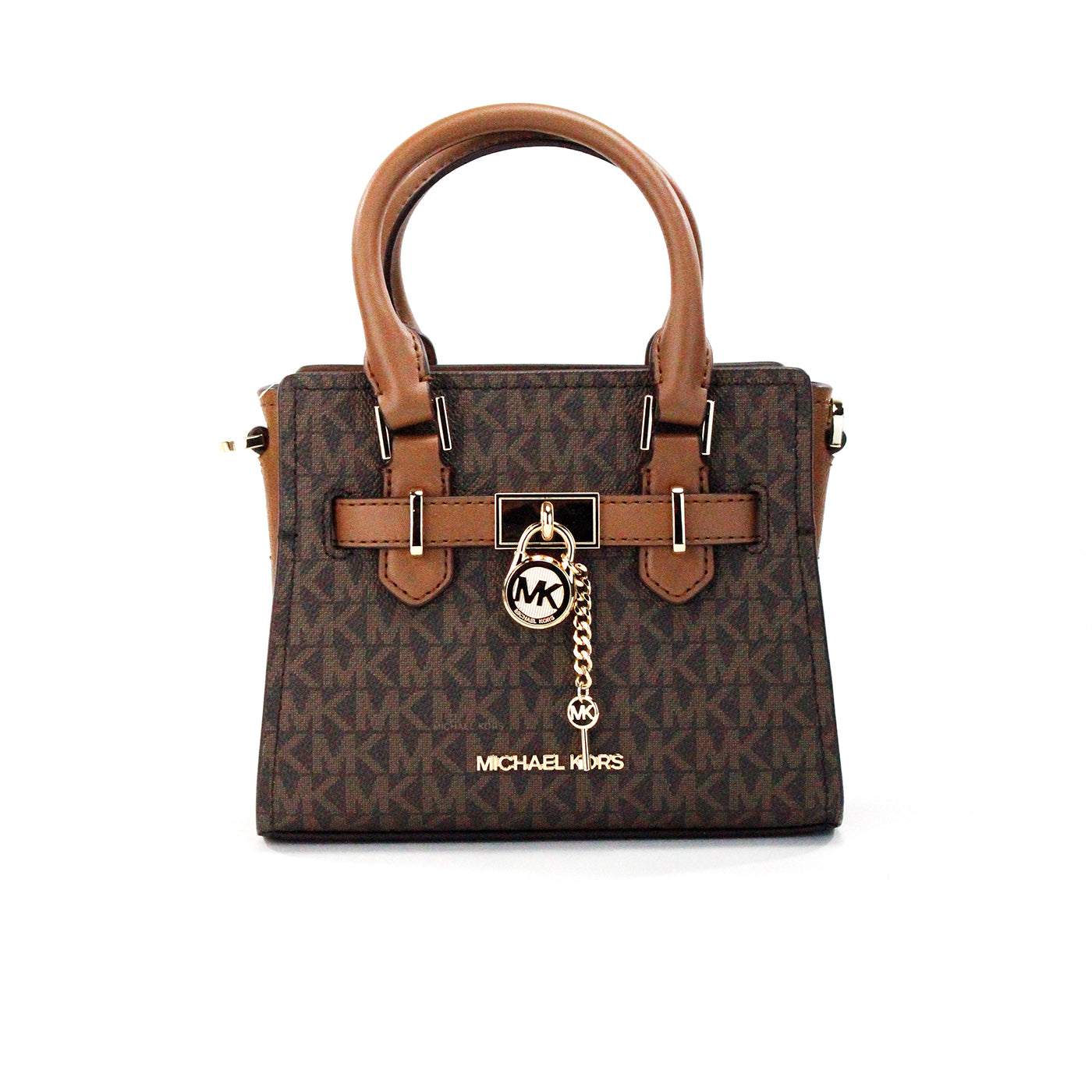 Michael Kors Hamilton XS Small Brown PVC Leather Satchel Crossbody Bag Purse - DEA STILOSA MILANO
