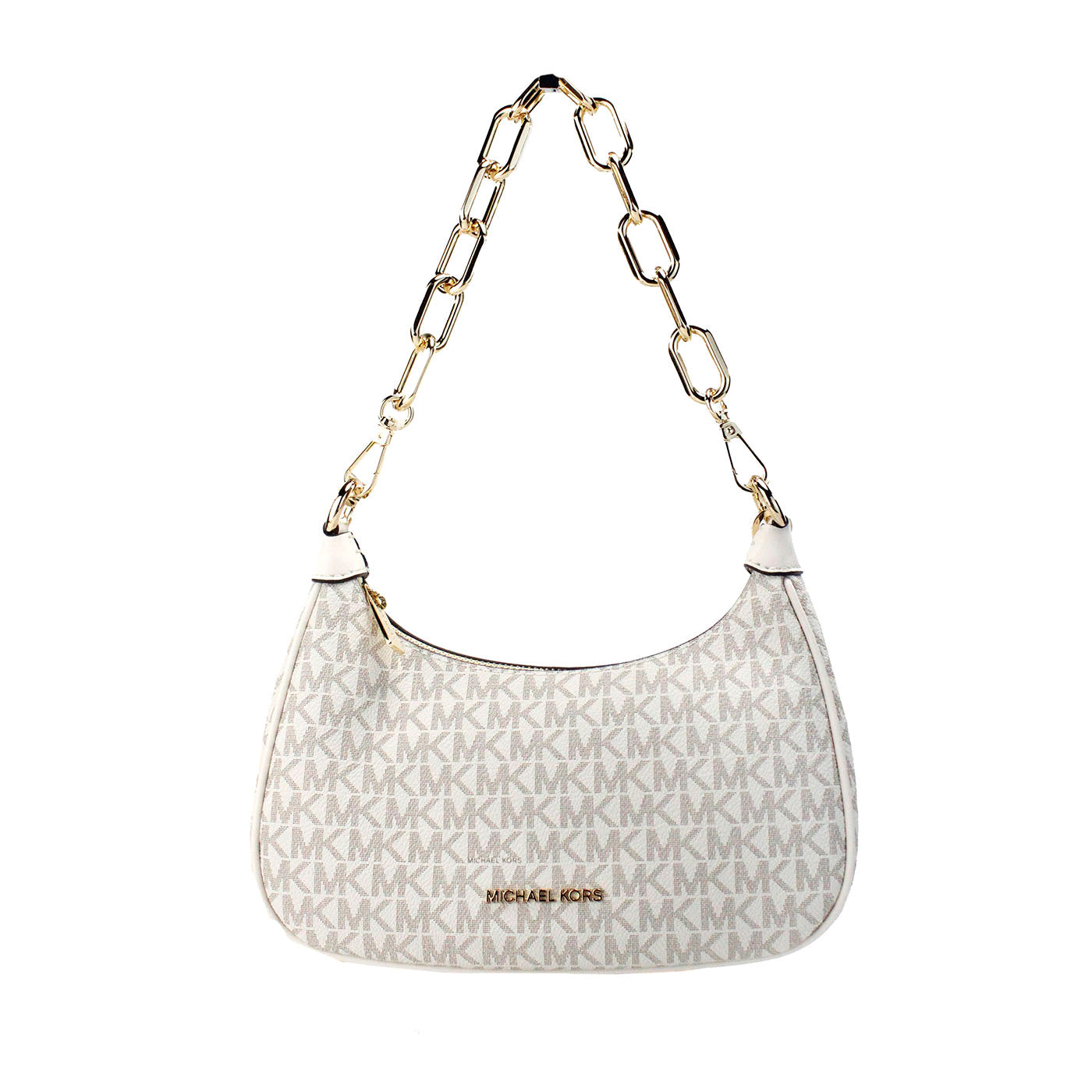 Michael Kors Cora Medium Light Cream Signature PVC Zip Pouchette Crossbody Bag - DEA STILOSA MILANO