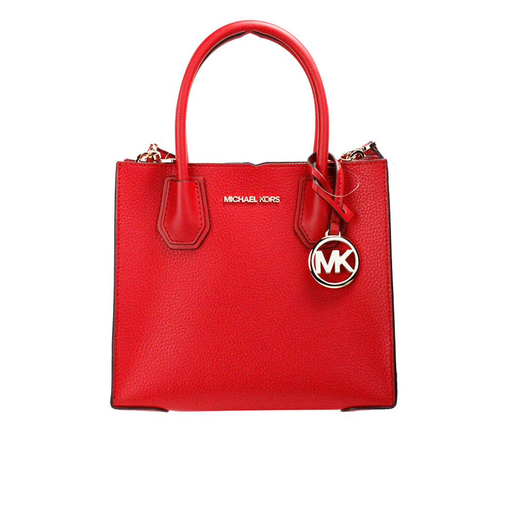 Michael Kors Mercer Medium Bright Red Pebble Leather Messenger Crossbody Bag - DEA STILOSA MILANO
