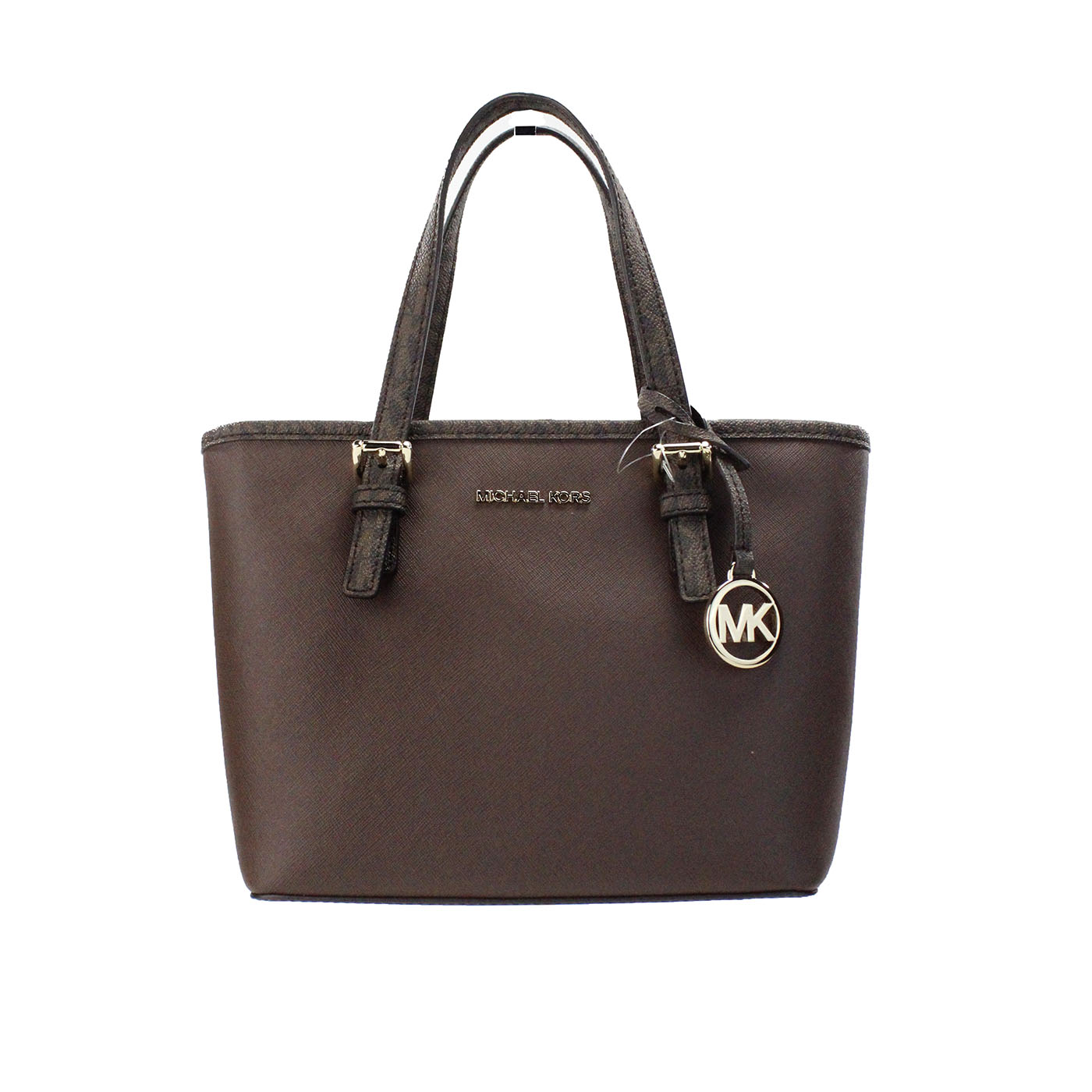 Michael Kors Jet Set Mocha Leather XS Carryall Top Zip Tote Bag Purse - DEA STILOSA MILANO